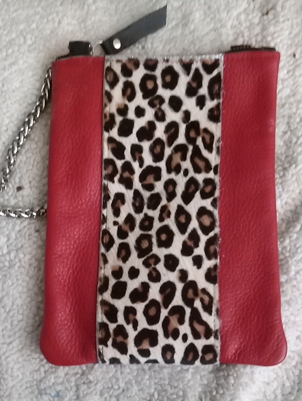 Red Leather Leopard Print Panel